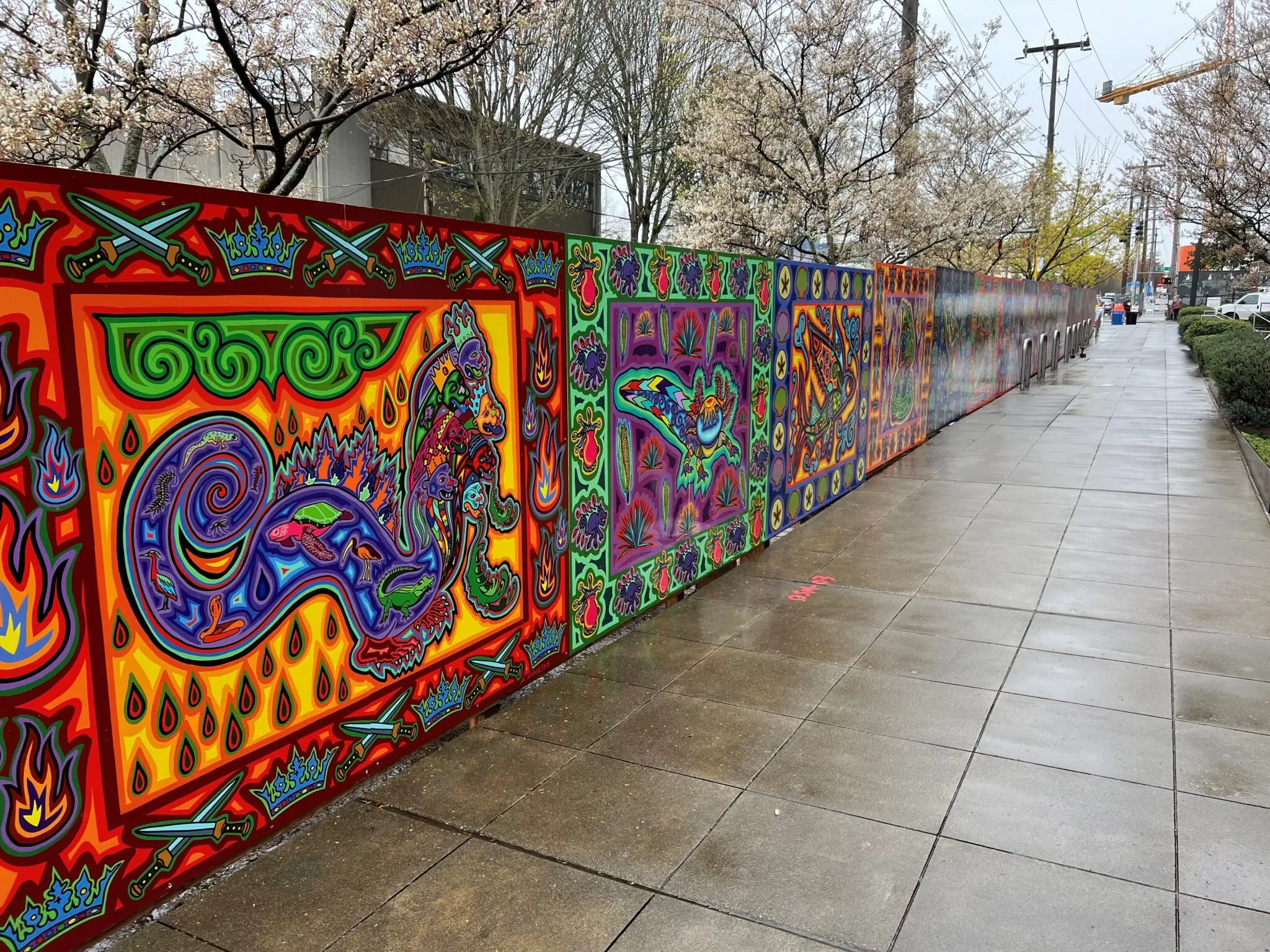 angled photo of colorful painted mural on wall