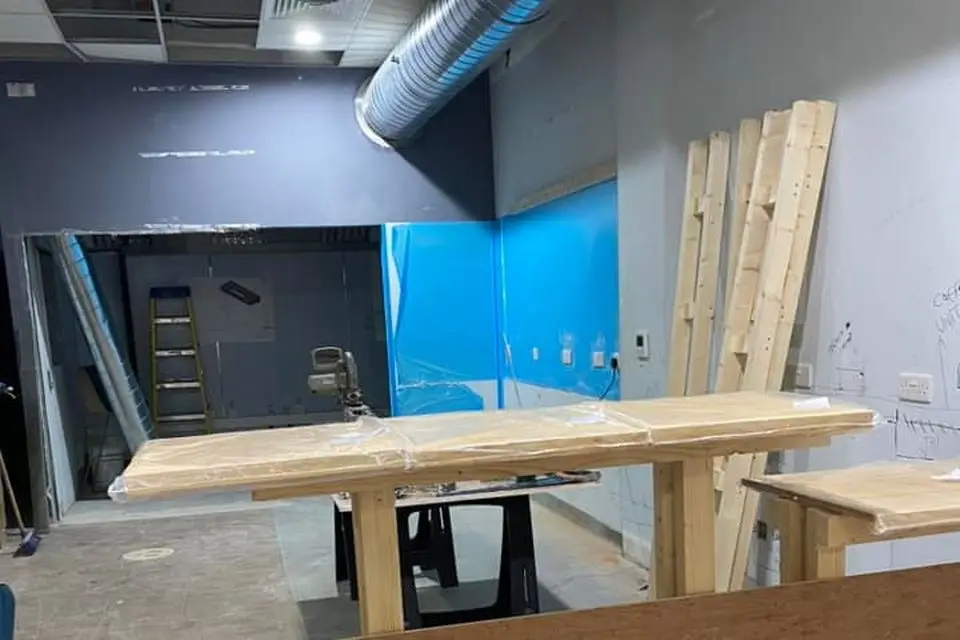 The work taking place at the new Cuban Sandwich Factory location