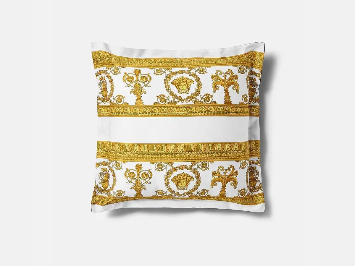 Versace home decor item: Pillow I love Baroque Print (Image via Versace)