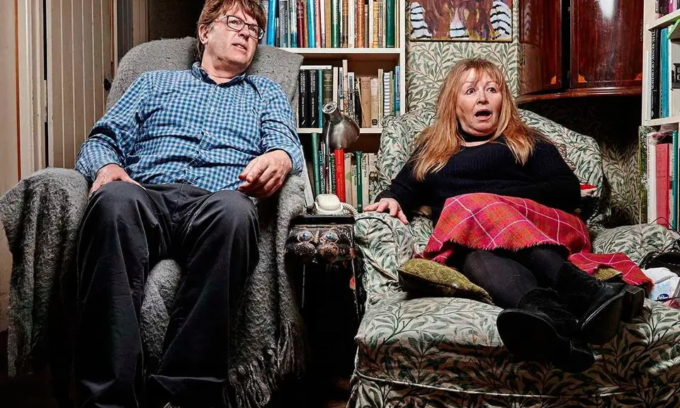 Mary Killen from Gogglebox with her husband Giles in their trademark armchairs