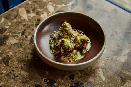 The samosa chaat at Kokum Dulwich: ‘a crunchy, balm-like side dishmouthful.’