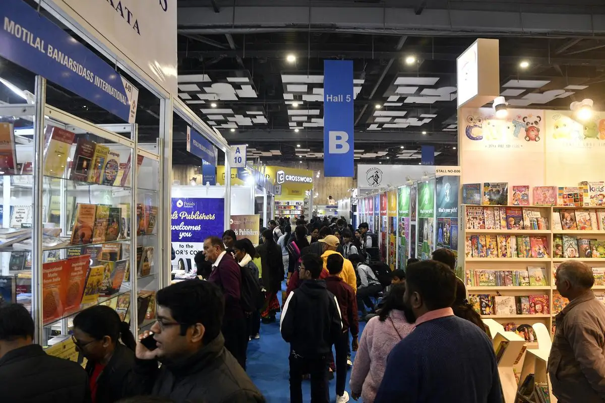 Visitors to the Delhi Book Fair 2024 at Pragati Maidan 