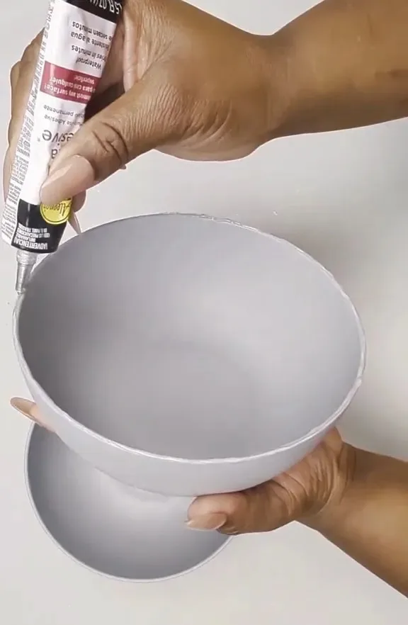 The DIY enthusiast glued together two Walmart bowls to create a DIY vase