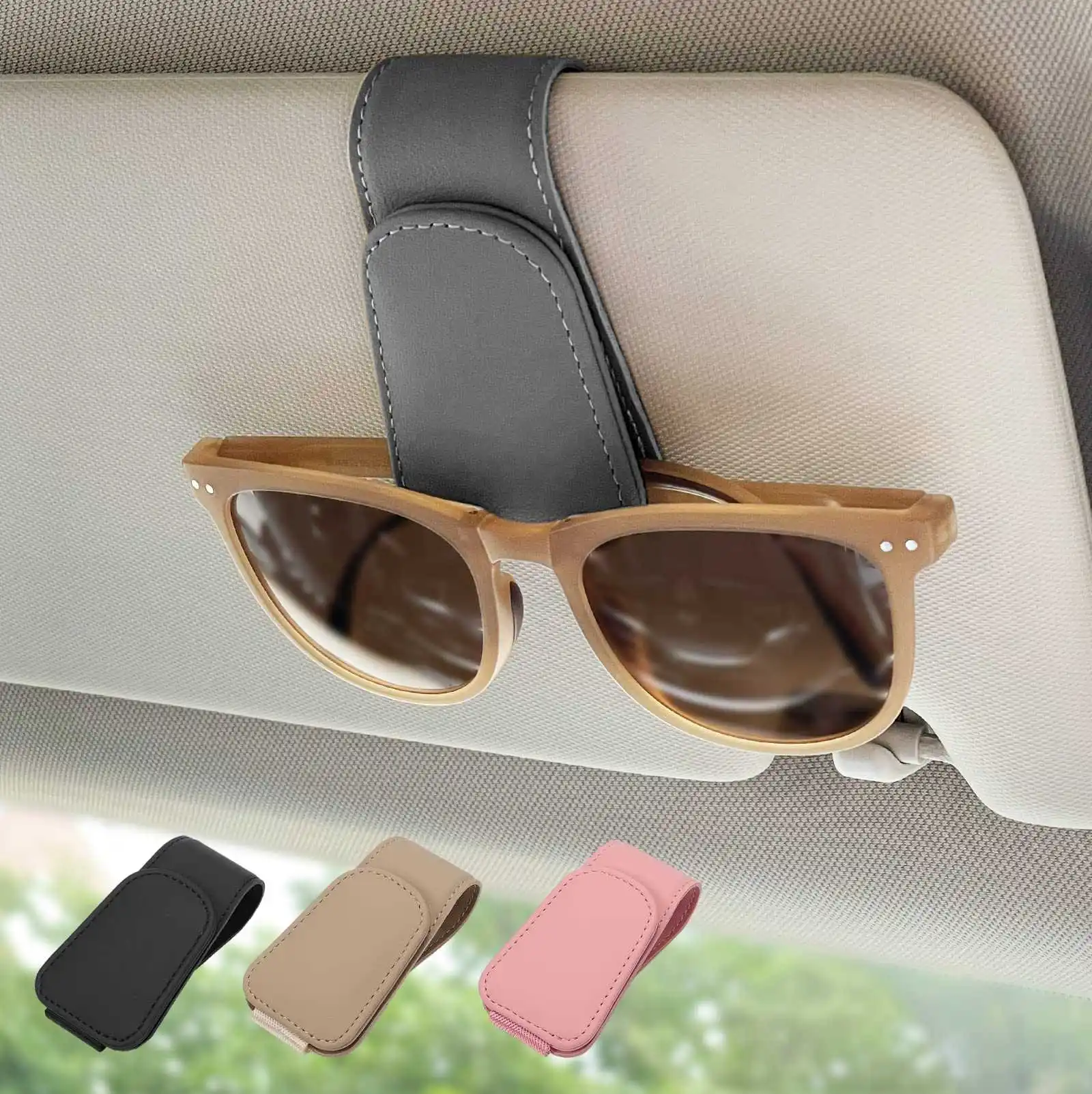 Ompellus Magnetic Leather Sunglass Holder