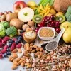 Selection of healthy rich fiber sources vegan food for cooking