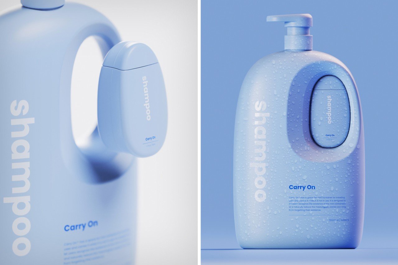 Innovative Shampoo Bottle Includes a Detachable Mini Bottle for Travel