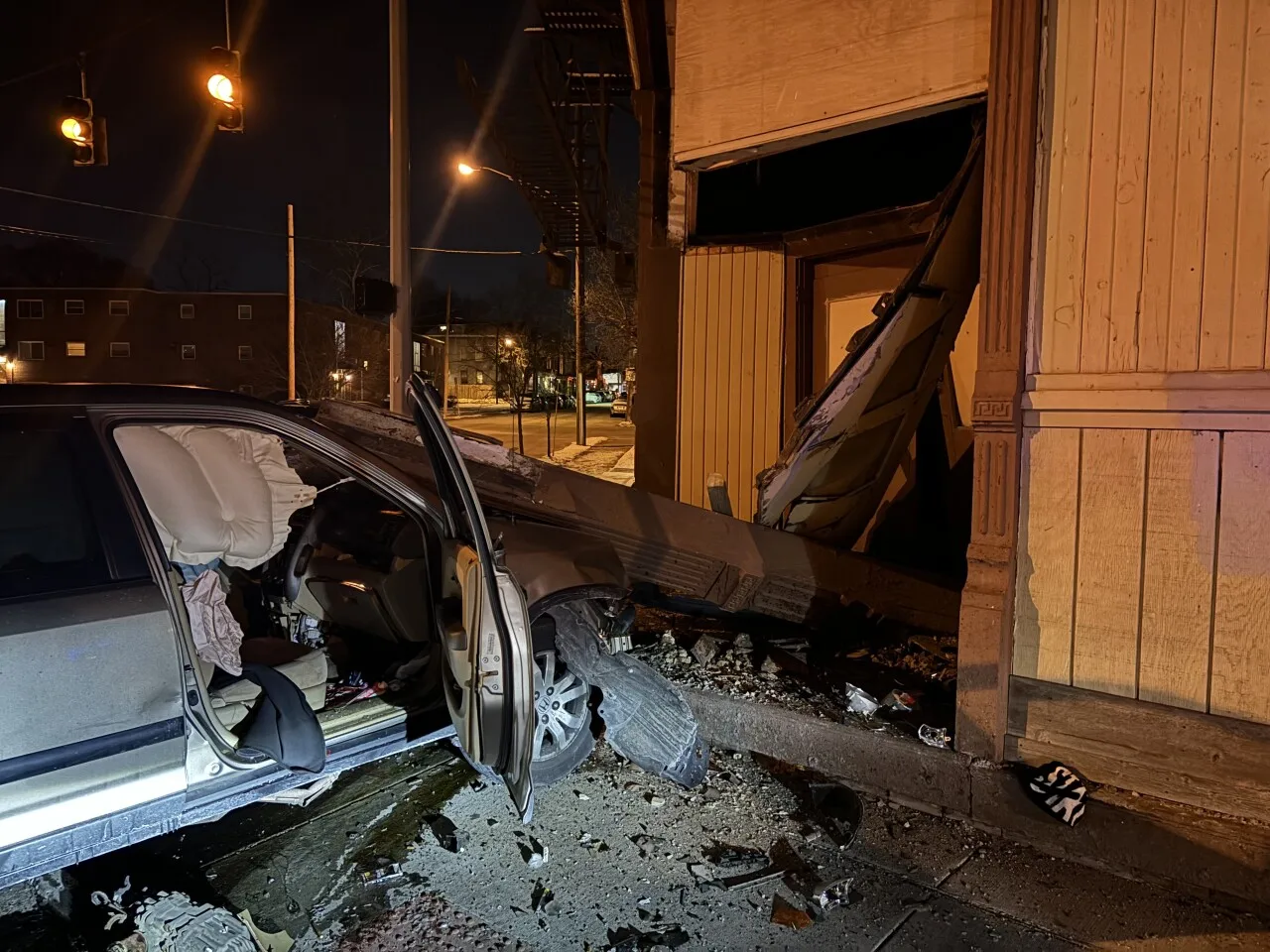 Virginia and Chase Car Into Building