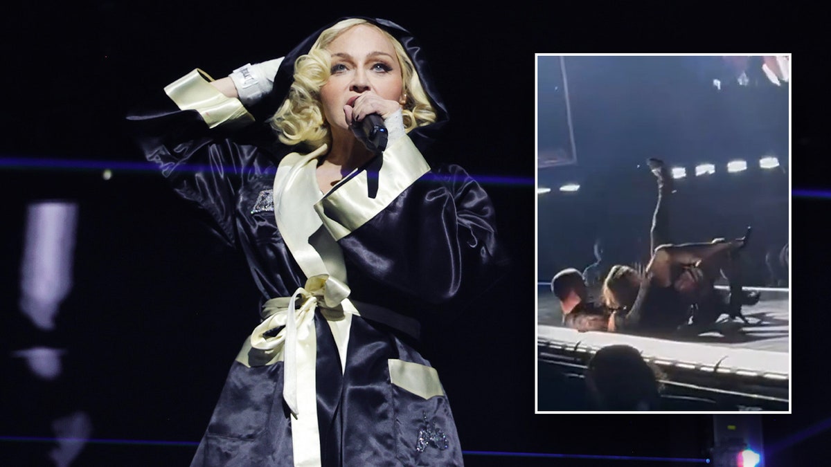 Madonna awkwardly falls off a chair during Seattle concert