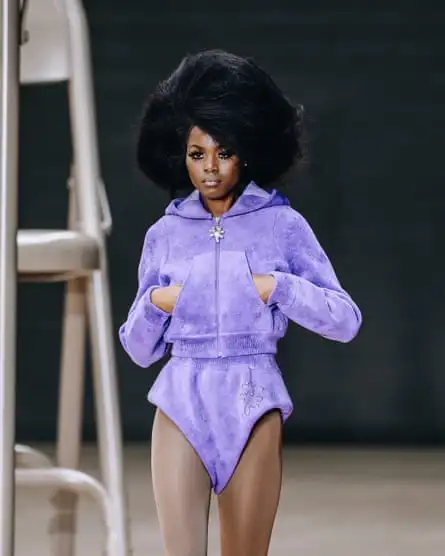 A model with a Supremes-style bouffant hairstyle at a Marc Jacobs fashion show.