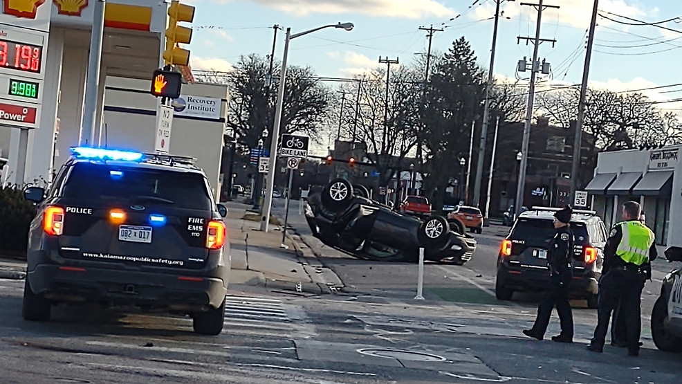 Car crash blocks Westnedge Avenue near downtown Kalamazoo