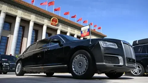 Getty Images Russian Aurus car outside Great Hall of the People in Beijing, China