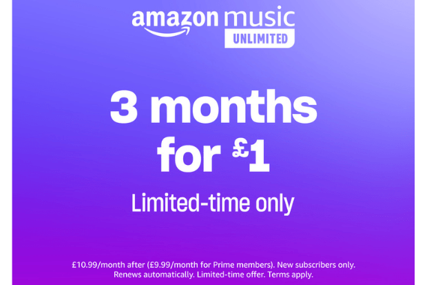 Get three months of Amazon Music Unlimited for just £1 in this one week only deal