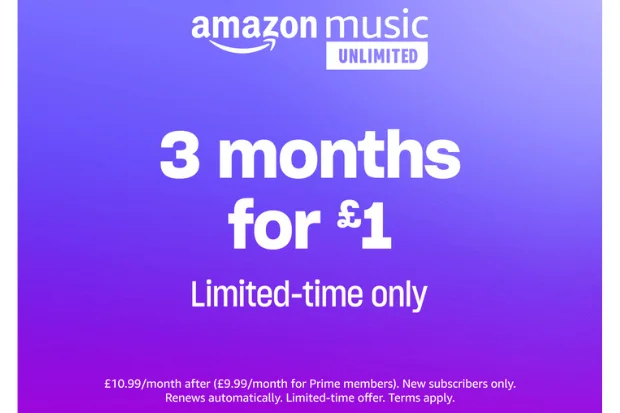 three months for £1 amazon music unlimited