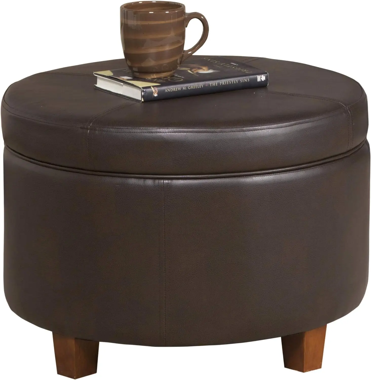 HomePop Leather Ottoman