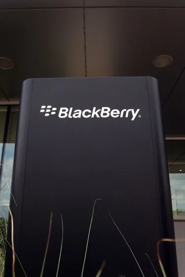 BlackBerry Ltd. signage is displayed in front of the company's headquarters in Waterloo.