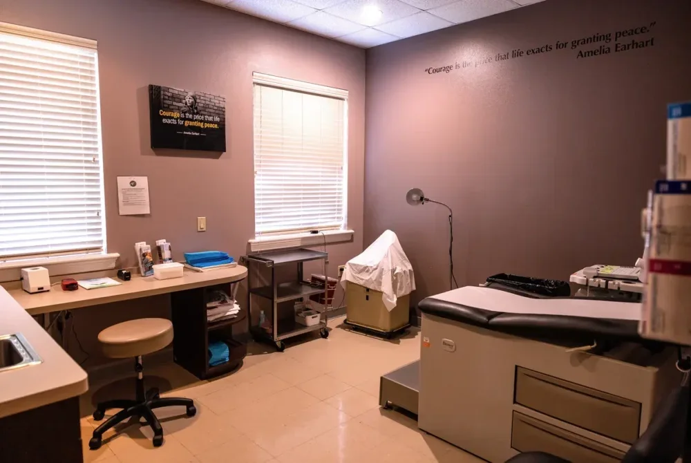 An empty exam room at Whole Women's Health of Austin on Sept. 1, 2021. Credit: Jordan Vonderhaar for The Texas Tribune