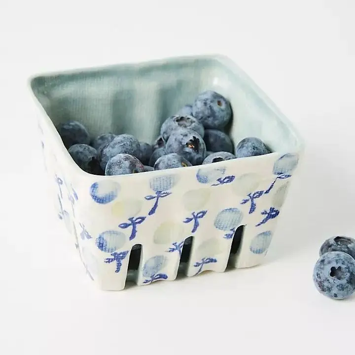 Floral Ceramic Berry Basket