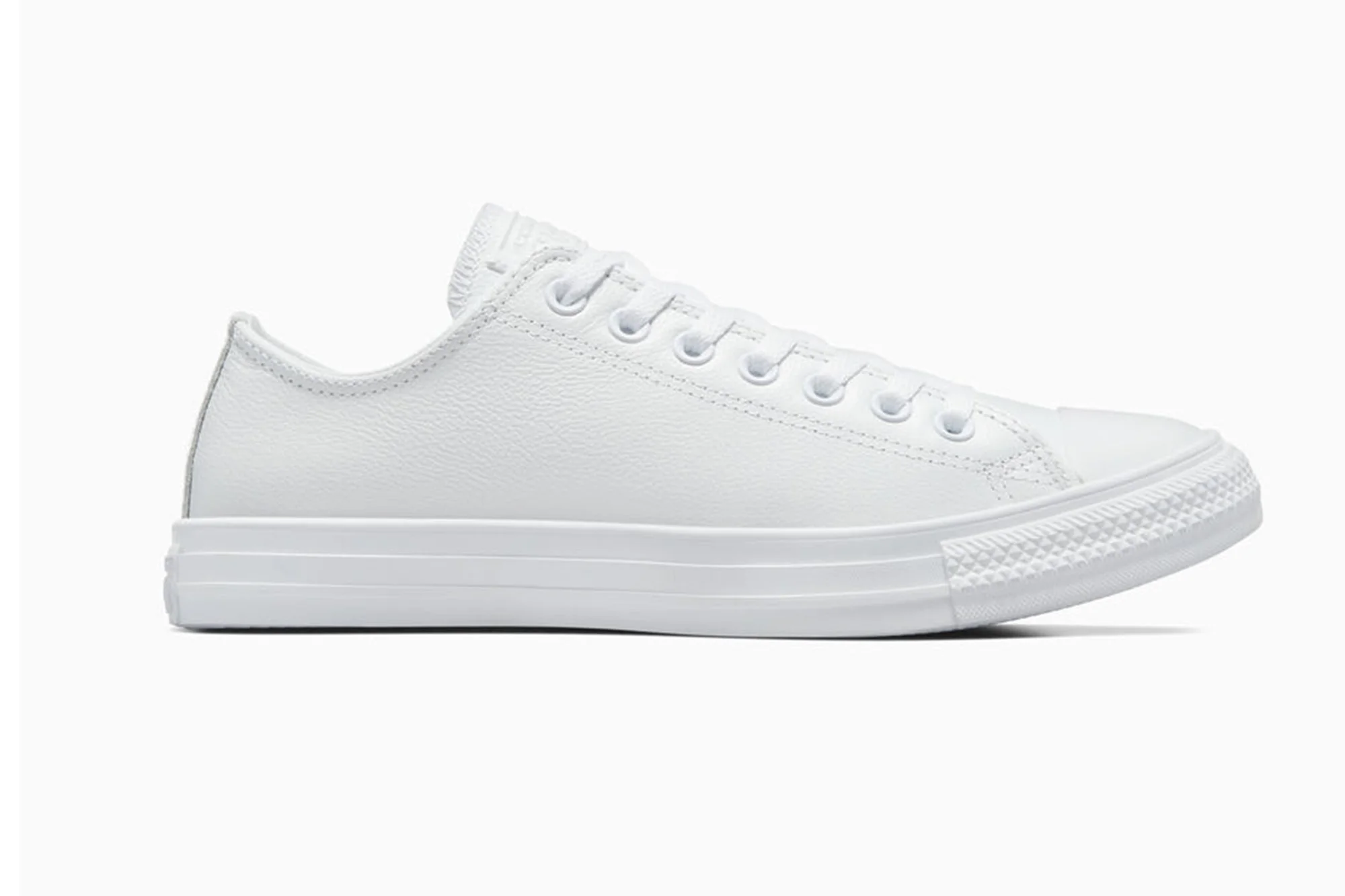 A white leather low-top Converse sneaker