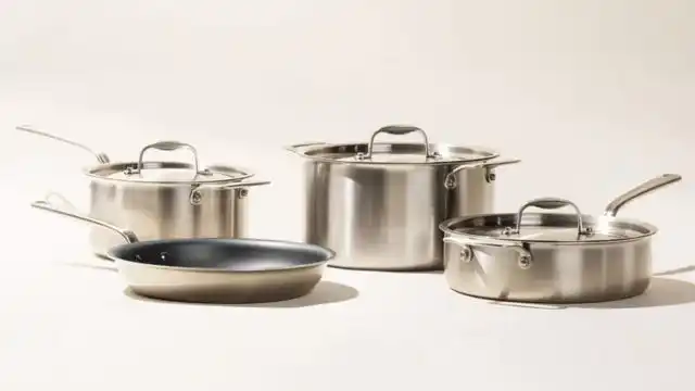 The 7-piece Non-Stick Set from Made Is displayed against a cream colored background.