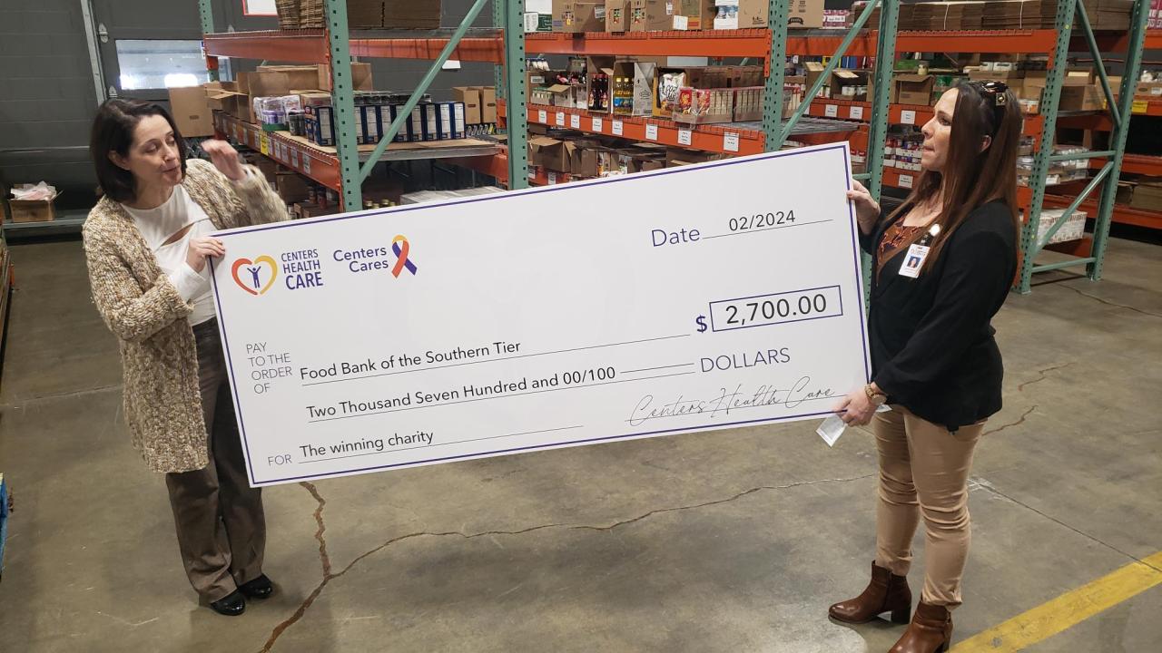 Food Bank of the Southern Tier sees $2,700 donation from Centers Health Care