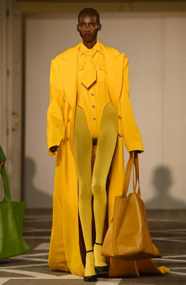 LONDON, ENGLAND - FEBRUARY 18: A model walks the runway at the Helen Anthony show during London Fashion Week February 2024 at Kimpton Fitzroy London on February 18, 2024 in London, England. (Photo by Eamonn M. McCormack/Getty Images)