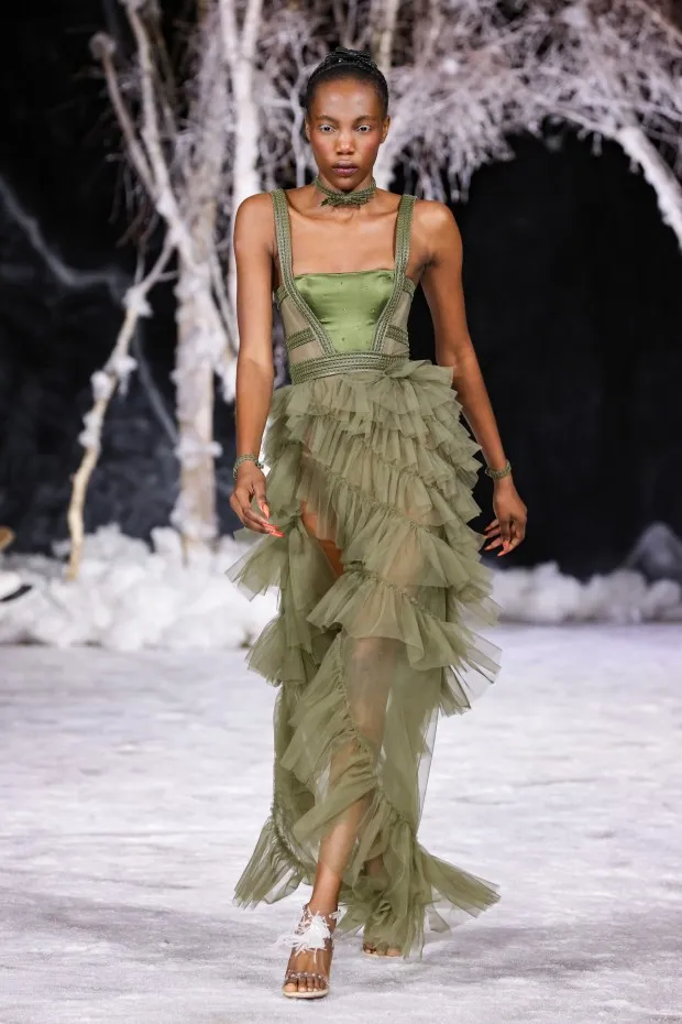 LONDON, ENGLAND - FEBRUARY 18: A model walks the runway at the Aadnevik show during London Fashion Week February 2024 at on February 18, 2024 in London, England. (Photo by Belinda Jiao/Getty Images)