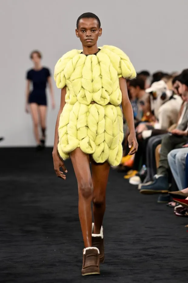 LONDON, ENGLAND - FEBRUARY 18: A model walks the runway at the JW Anderson show during London Fashion Week February 2024 at on February 18, 2024 in London, England. (Photo by Eamonn M. McCormack/Getty Images)