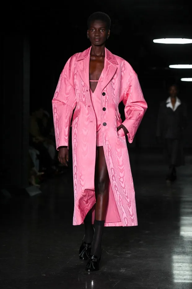 LONDON, ENGLAND - FEBRUARY 18: A model walks the runway at the Emilia Wickstead show during London Fashion Week February 2024 at on February 18, 2024 in London, England. (Photo by Stuart C. Wilson/Getty Images)