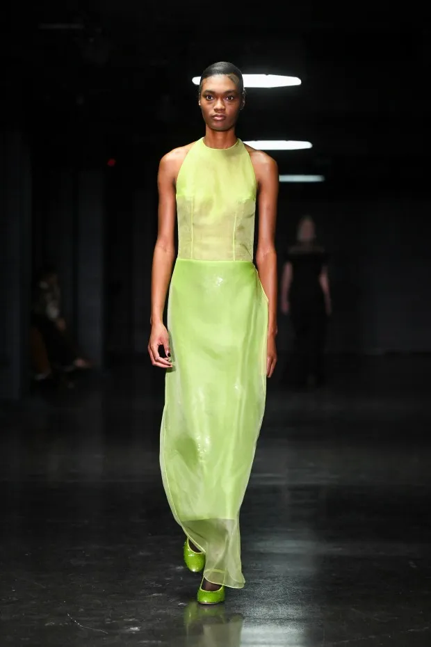 LONDON, ENGLAND - FEBRUARY 18: A model walks the runway at the Emilia Wickstead show during London Fashion Week February 2024 at on February 18, 2024 in London, England. (Photo by Stuart C. Wilson/Getty Images)