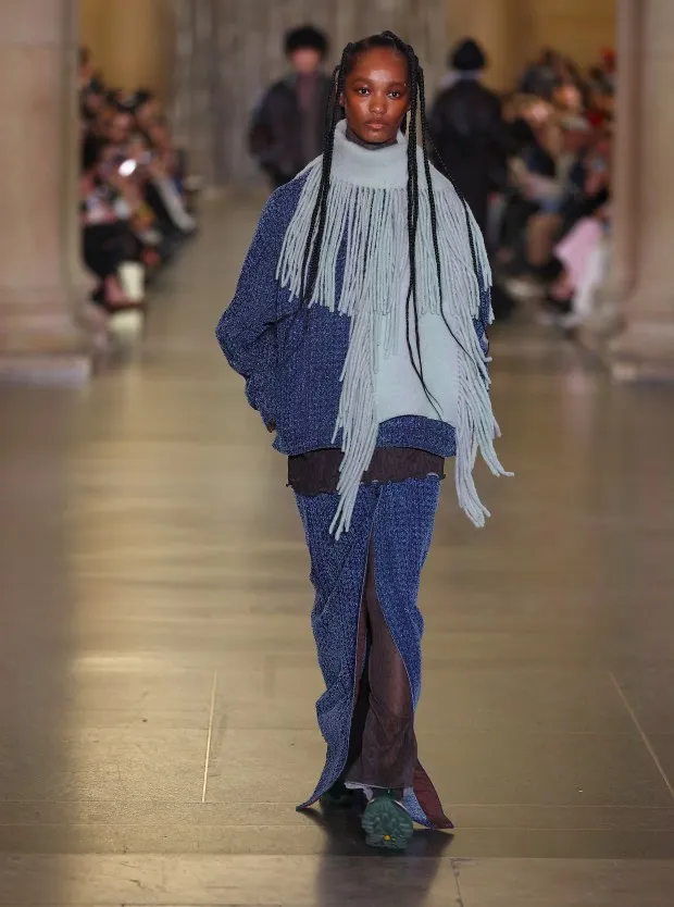 LONDON, ENGLAND - FEBRUARY 18: A model walks the runway at the Holzweiler show during London Fashion Week February 2024 on February 18, 2024 in London, England. (Photo by Peter Nicholls/Getty Images)