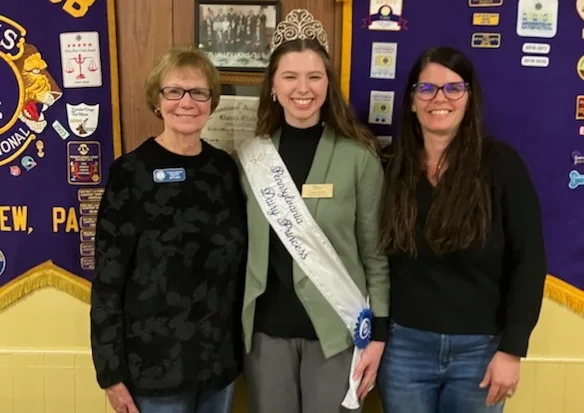 Pennsylvania Dairy Princess Alexis Butler of Pine Grove with her mother, Tanya Butler, right, and Tri-Valley Lions Club official Betty Kroh. (Courtesy of Tri-Valley Lions Club)