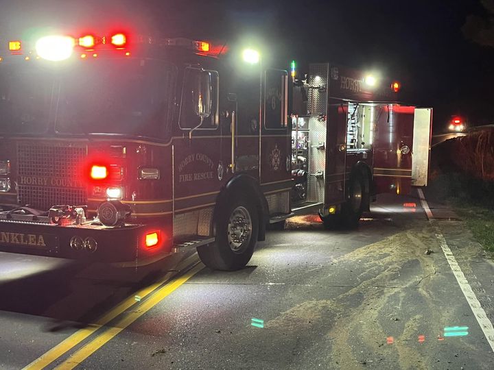 Car overturns in single-car crash near Nichols, Horry County Fire Rescue says