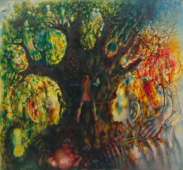 Pavel Tchelitchew’s ‘Hide and Seek’: a Surrealist painting of a tree framed with babies’ heads