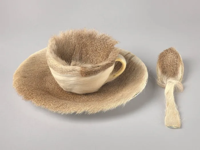 Meret Oppenheim’s ‘Object’: a beige-fur-covered cup, saucer and spoon