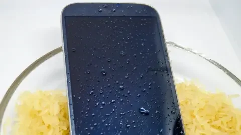 Getty Images A phone in a bowl of dry rice - stock image