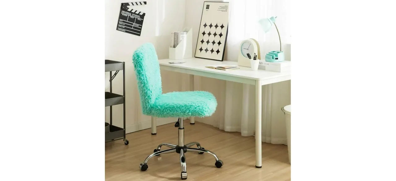 Urban Shop Faux Fur Armless Swivel Task Office Chair