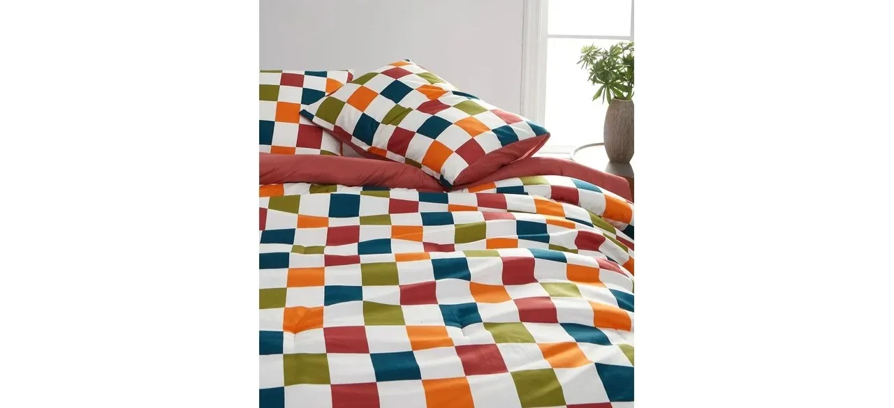 Urban Shop 3-Piece Ombre Checkerboard Comforter Set