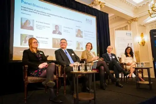 Panel of people at an event