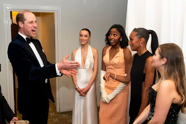 William, Dynevor, Edebiri, Wilde and McKenna-Bruce backstage at the BAFTAs on Sunday.