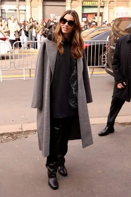 Jessica Biel attends the Fendi fashion show during Milan Fashion Week in Milan, Italy, on Feb. 21, 2024.