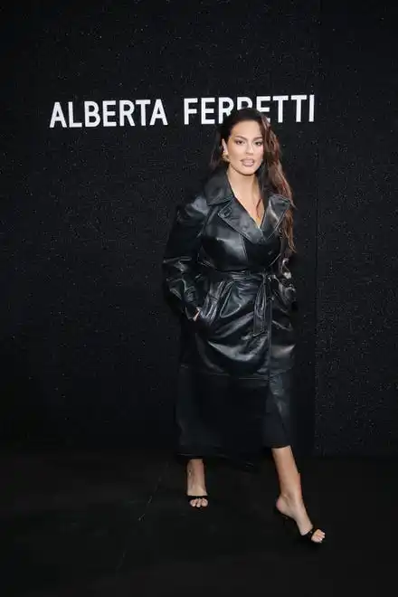 Ashley Graham stuns in all black as she attends the Alberta Ferretti fashion show during Milan Fashion Week in Milan, Italy, on Feb. 21, 2024.