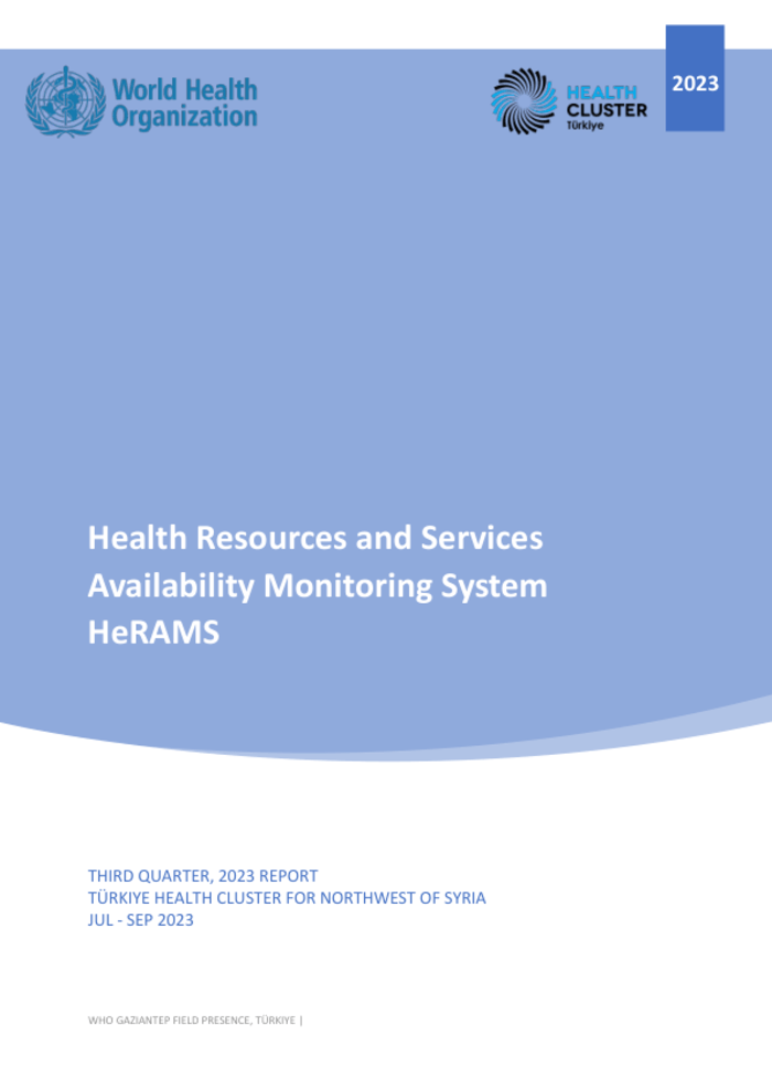 Health Resources and Services Availability Monitoring System HeRAMS – Third Quarter, 2023 Report Türkiye Health Cluster for Northwest of Syria, Jul – Sep 2023