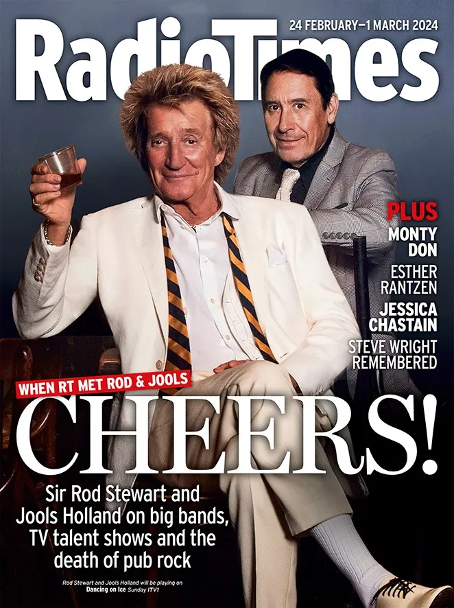 Rod Stewart and Jools Holland on the cover of Radio Times magazine.