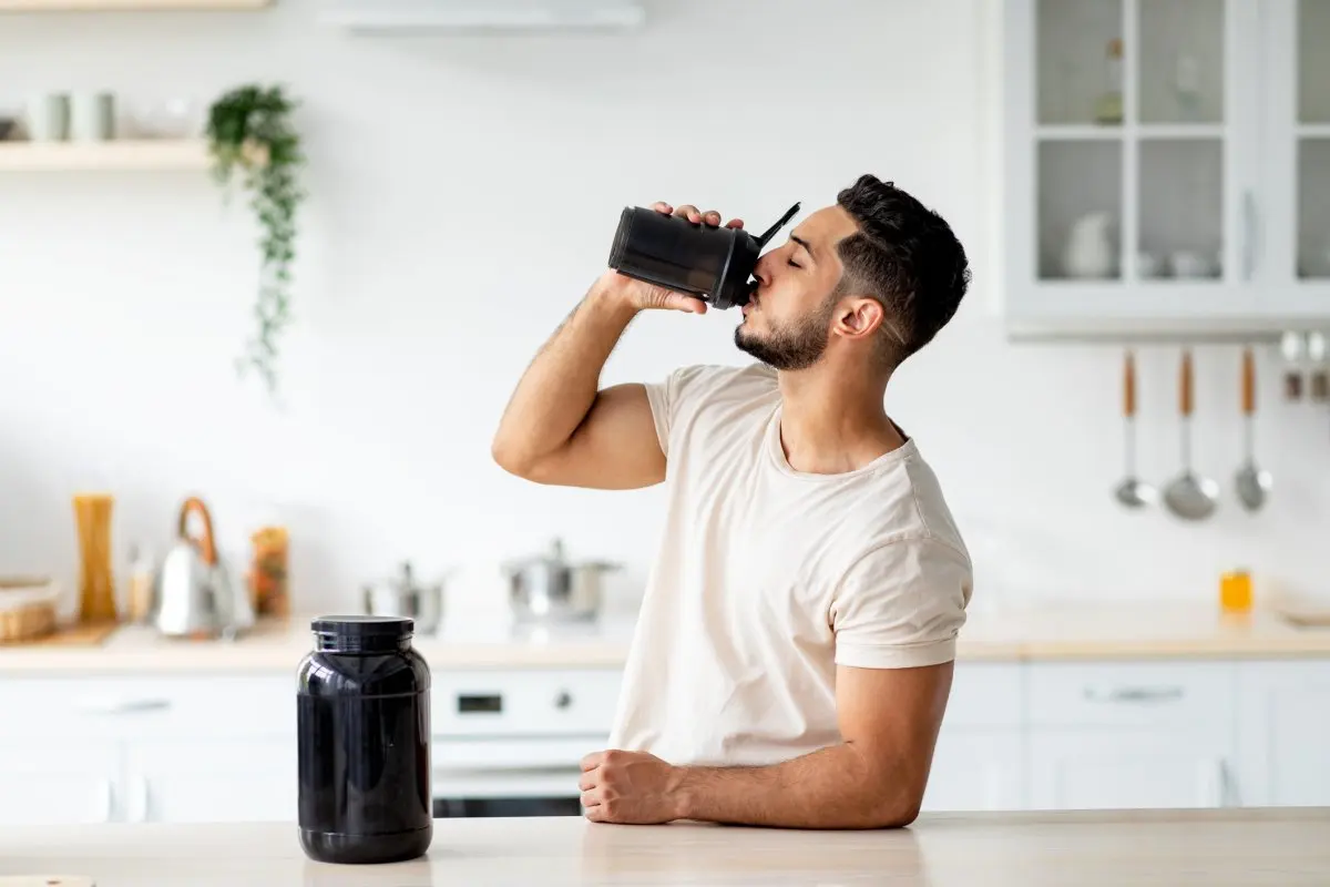 Man drinking protein shake