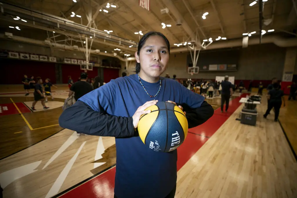 JaRon Fowler attends Rise Above Basketball's clinic at the University of Denver. Jan. 28, 2024.