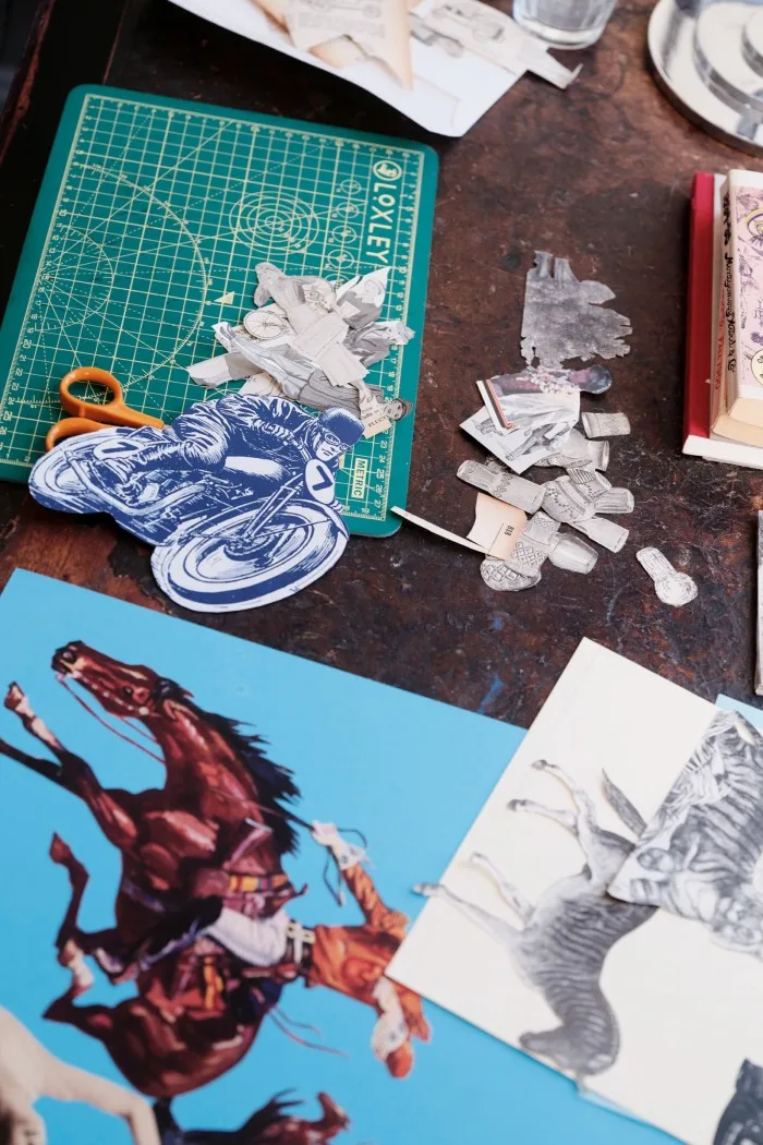 A collage in progress
