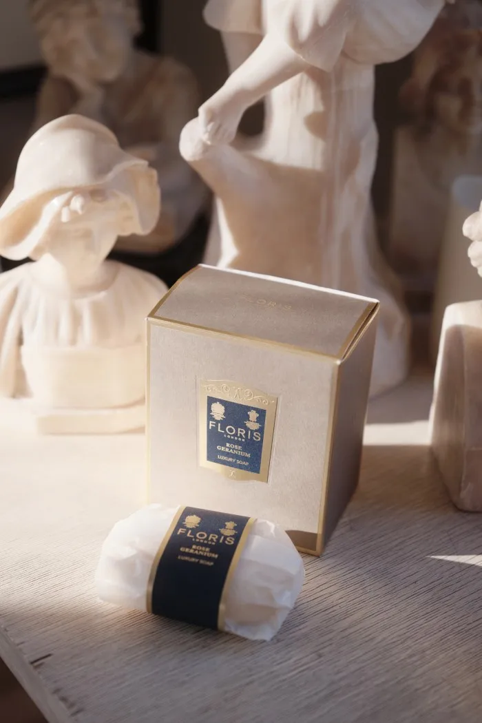 Floris Rose Geranium soap, a grooming staple