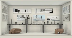 A rendering of the Rick Owens stand at the Matter and Shape design salon in Paris.