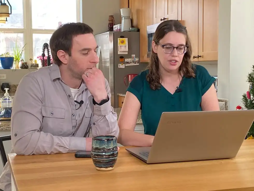 Ben Weinberg and Caitlin Hillyard sit analyzing the database they've created documenting...