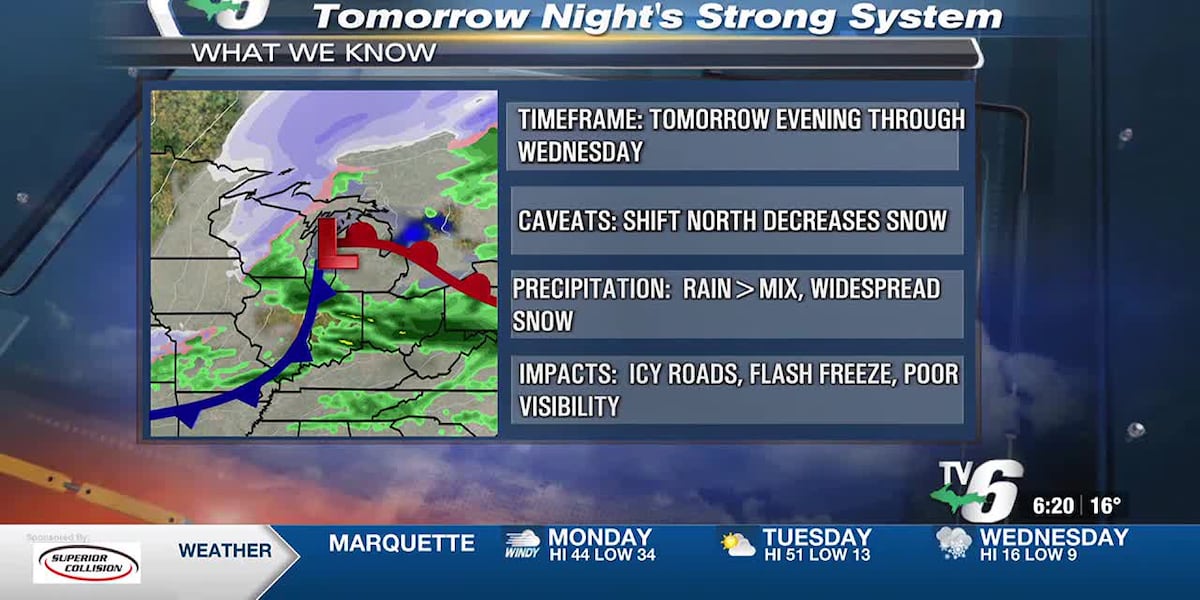 Strong system will bring hazardous travel conditions